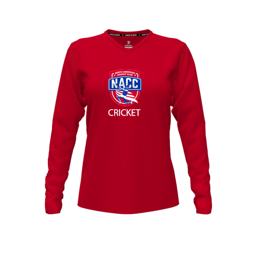 [FTLVCFRD-FYXS-LOGO1] Decker Comfort T-Shirt (Female Youth XS, Red, V Neck, Logo 1, Long Sleeve)