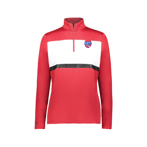 [222791.408.XS-LOGO1] Ladies Bold 1/4 Zip Pullover (Female Adult XS, Red, Logo 1)